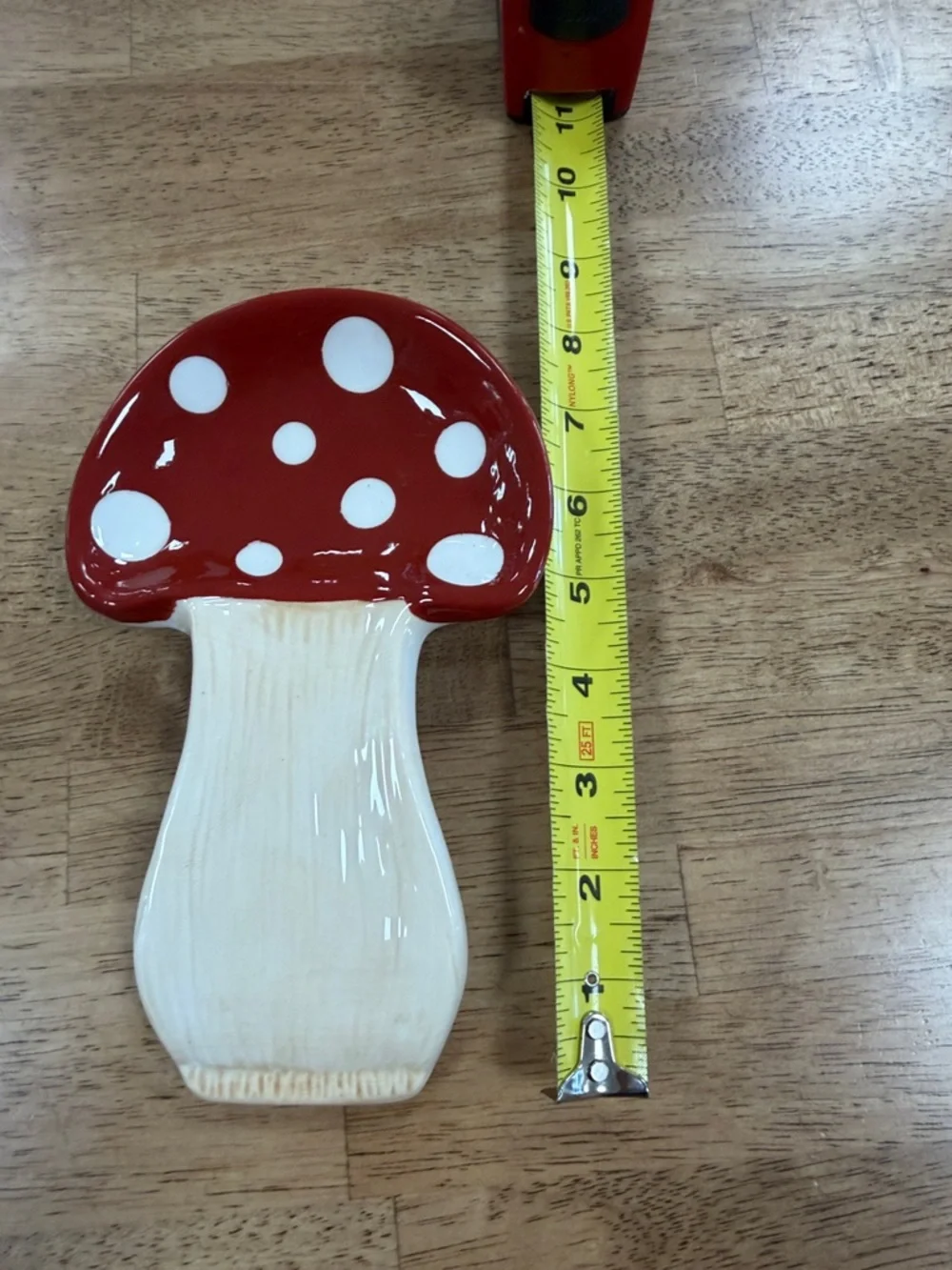Ceramic Red Mushroom Spoon Rest – Polka Dot Kitchen Utensil Holder